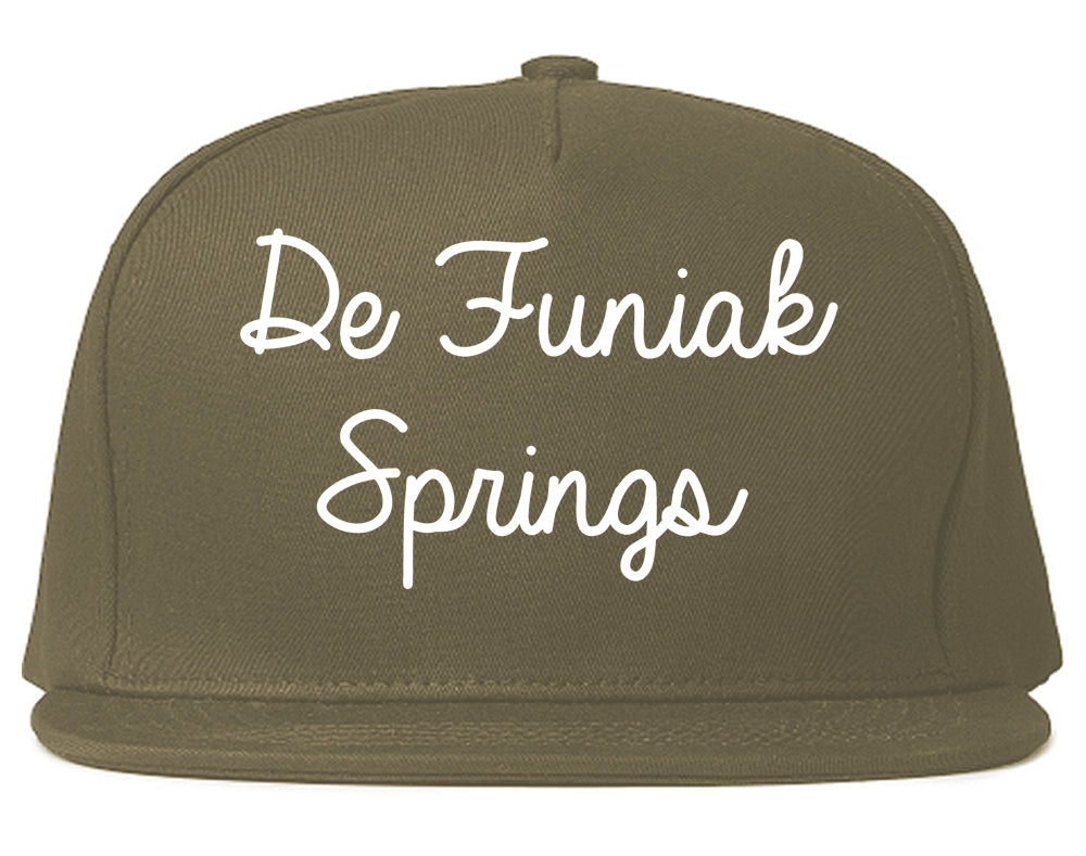 De Funiak Springs Florida FL Script Mens Snapback Hat Grey