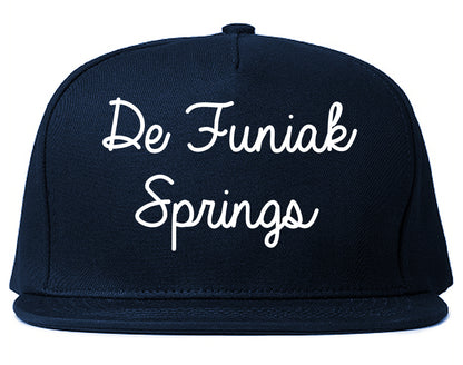 De Funiak Springs Florida FL Script Mens Snapback Hat Navy Blue