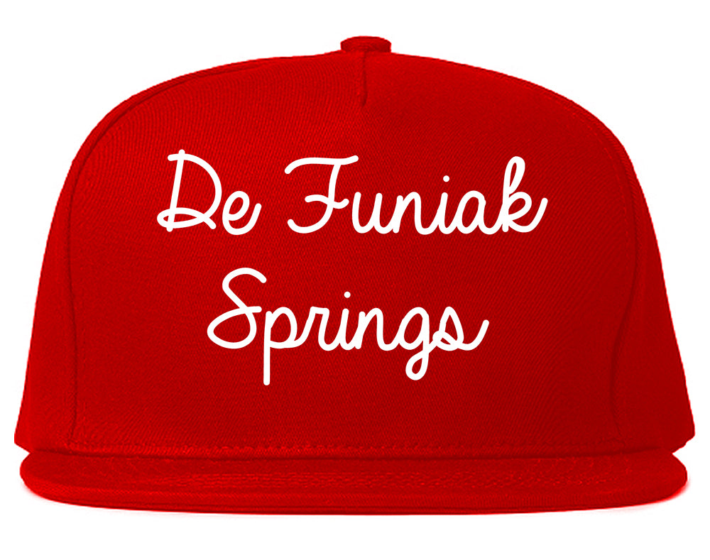 De Funiak Springs Florida FL Script Mens Snapback Hat Red
