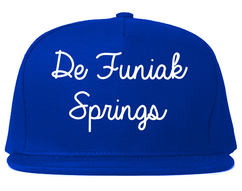 De Funiak Springs Florida FL Script Mens Snapback Hat Royal Blue