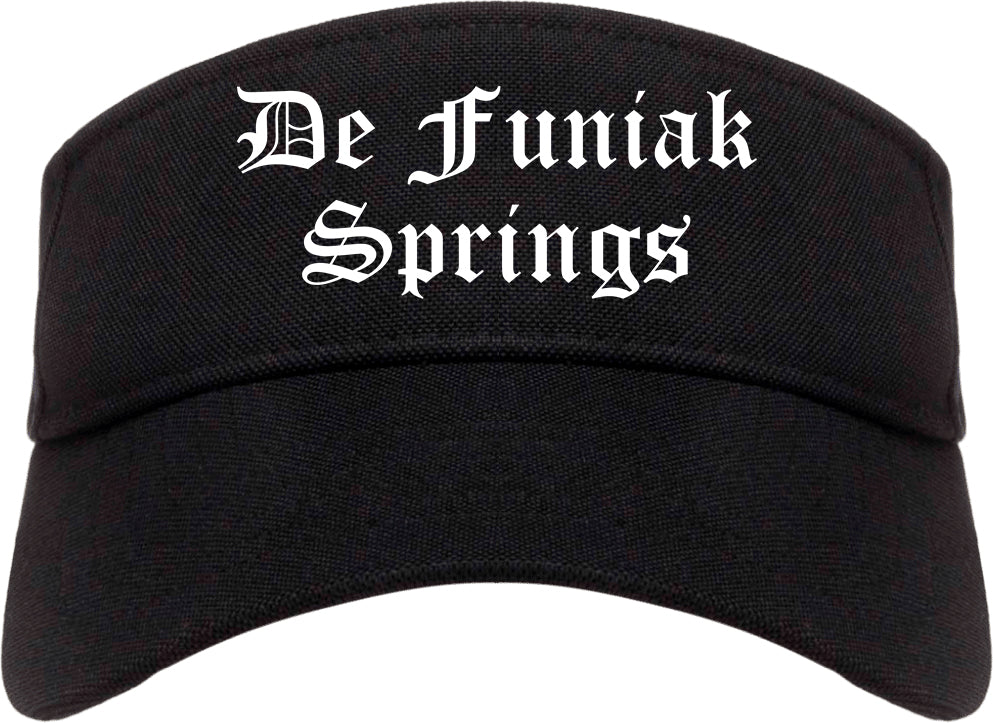 De Funiak Springs Florida FL Old English Mens Visor Cap Hat Black