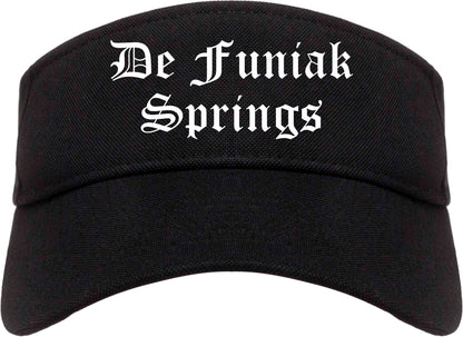 De Funiak Springs Florida FL Old English Mens Visor Cap Hat Black