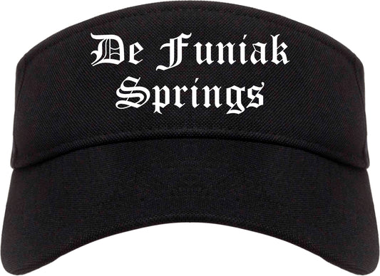 De Funiak Springs Florida FL Old English Mens Visor Cap Hat Black