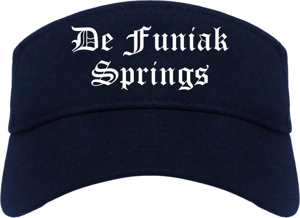 De Funiak Springs Florida FL Old English Mens Visor Cap Hat Navy Blue