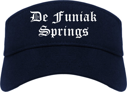 De Funiak Springs Florida FL Old English Mens Visor Cap Hat Navy Blue