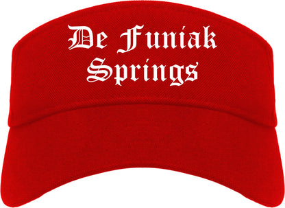 De Funiak Springs Florida FL Old English Mens Visor Cap Hat Red
