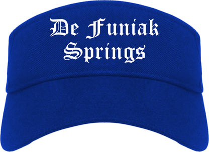 De Funiak Springs Florida FL Old English Mens Visor Cap Hat Royal Blue