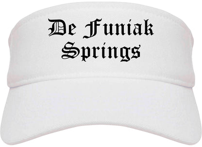 De Funiak Springs Florida FL Old English Mens Visor Cap Hat White