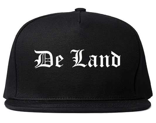 De Land Florida FL Old English Mens Snapback Hat Black