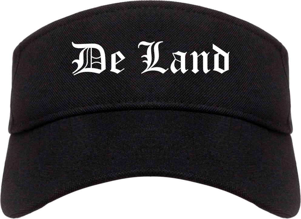 De Land Florida FL Old English Mens Visor Cap Hat Black