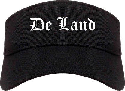 De Land Florida FL Old English Mens Visor Cap Hat Black