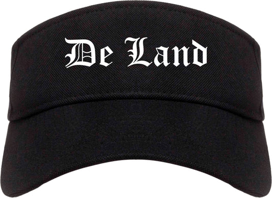 De Land Florida FL Old English Mens Visor Cap Hat Black