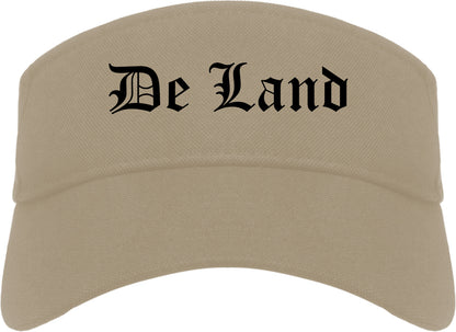 De Land Florida FL Old English Mens Visor Cap Hat Khaki