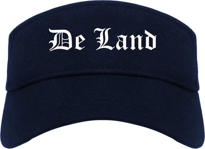 De Land Florida FL Old English Mens Visor Cap Hat Navy Blue