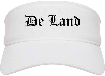 De Land Florida FL Old English Mens Visor Cap Hat White