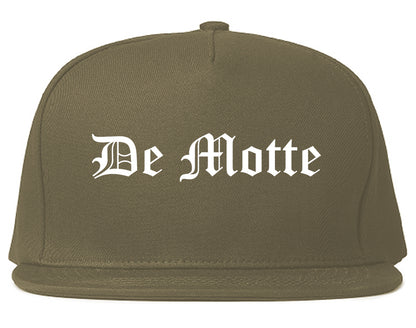 De Motte Indiana IN Old English Mens Snapback Hat Grey