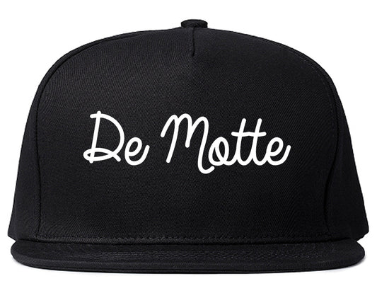 De Motte Indiana IN Script Mens Snapback Hat Black