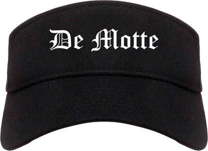 De Motte Indiana IN Old English Mens Visor Cap Hat Black