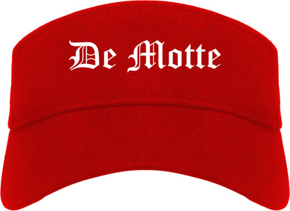 De Motte Indiana IN Old English Mens Visor Cap Hat Red