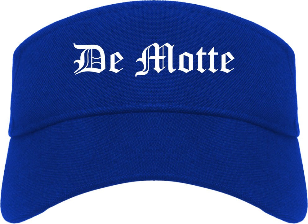 De Motte Indiana IN Old English Mens Visor Cap Hat Royal Blue