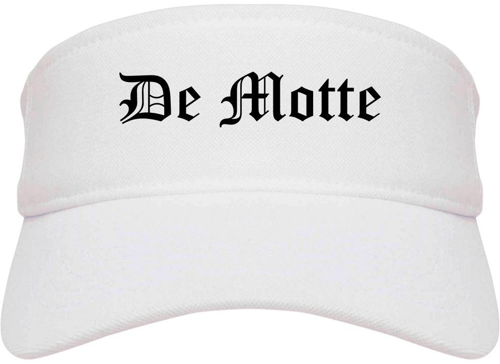 De Motte Indiana IN Old English Mens Visor Cap Hat White