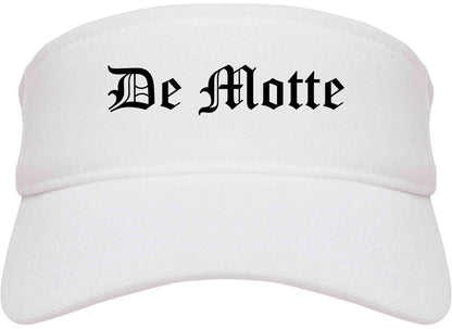 De Motte Indiana IN Old English Mens Visor Cap Hat White