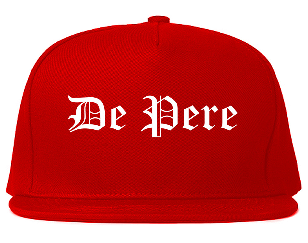 De Pere Wisconsin WI Old English Mens Snapback Hat Red