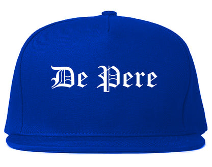 De Pere Wisconsin WI Old English Mens Snapback Hat Royal Blue