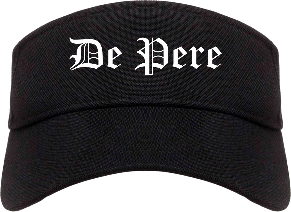 De Pere Wisconsin WI Old English Mens Visor Cap Hat Black