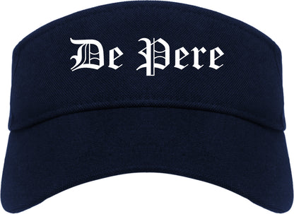 De Pere Wisconsin WI Old English Mens Visor Cap Hat Navy Blue