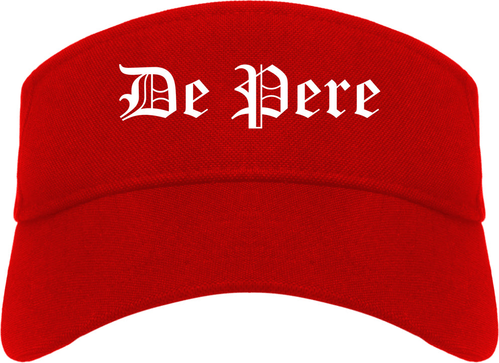 De Pere Wisconsin WI Old English Mens Visor Cap Hat Red