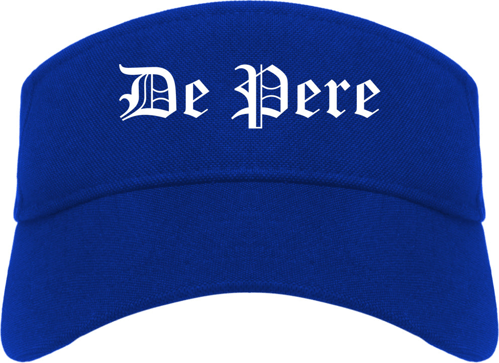 De Pere Wisconsin WI Old English Mens Visor Cap Hat Royal Blue