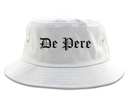 De Pere Wisconsin WI Old English Mens Bucket Hat White