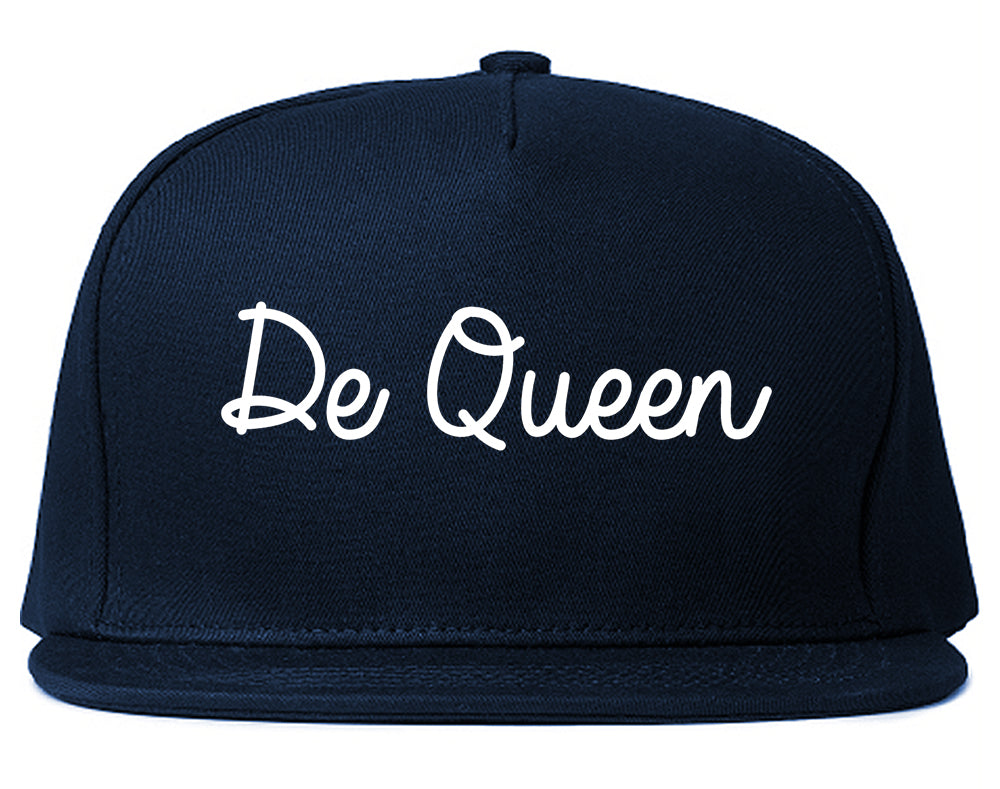 De Queen Arkansas AR Script Mens Snapback Hat Navy Blue