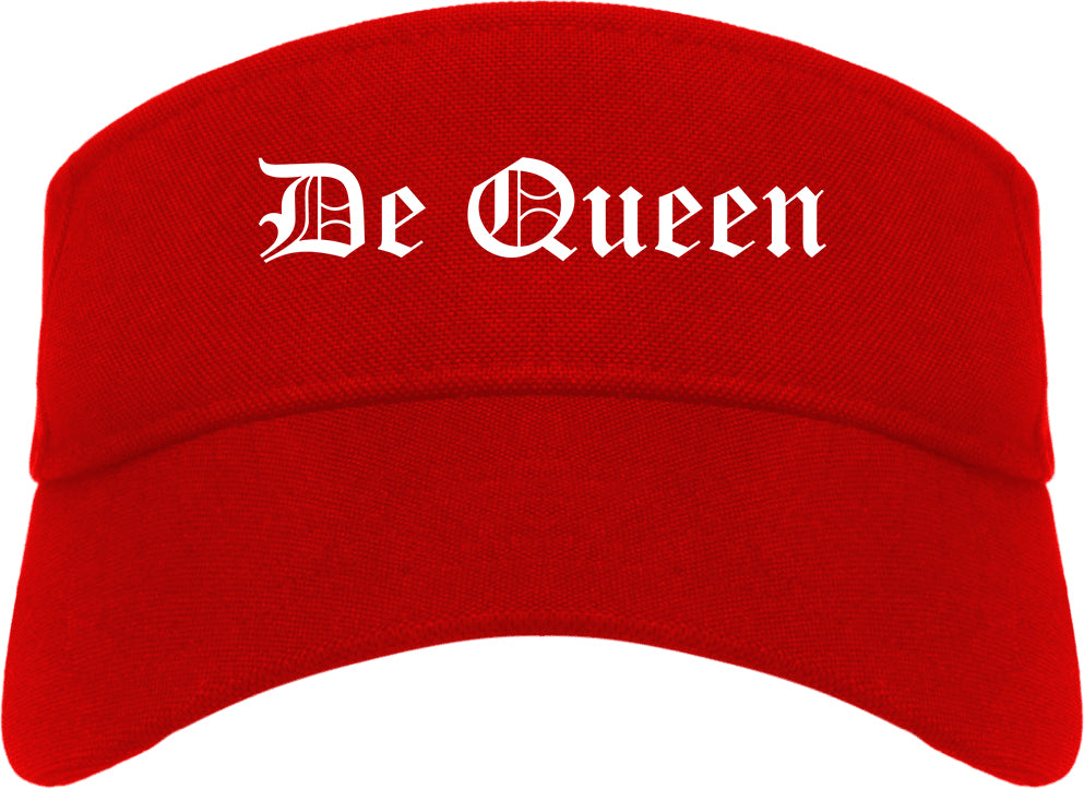 De Queen Arkansas AR Old English Mens Visor Cap Hat Red