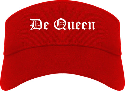 De Queen Arkansas AR Old English Mens Visor Cap Hat Red