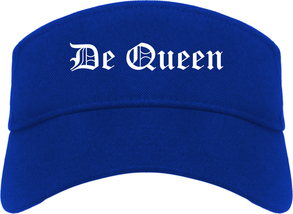 De Queen Arkansas AR Old English Mens Visor Cap Hat Royal Blue