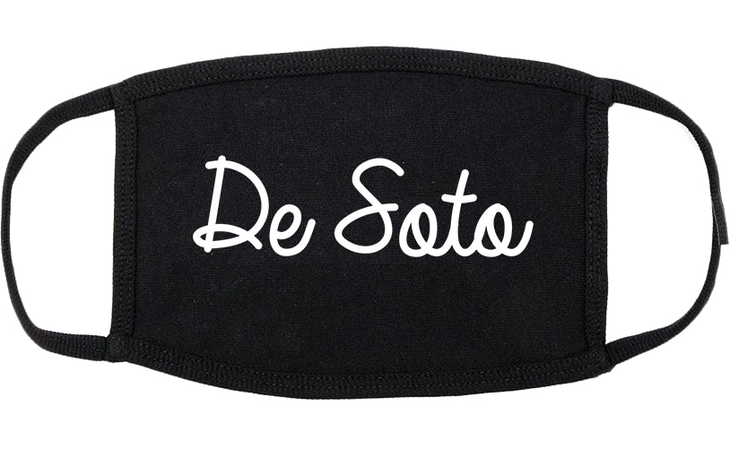 De Soto Kansas KS Script Cotton Face Mask Black