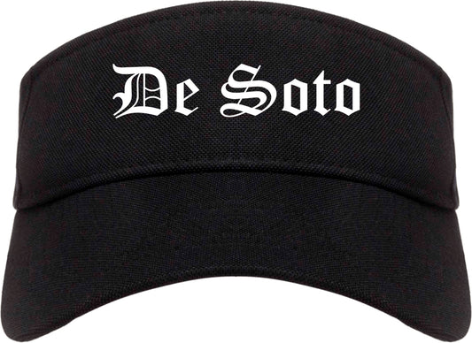 De Soto Kansas KS Old English Mens Visor Cap Hat Black