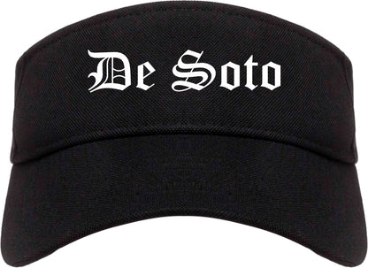 De Soto Kansas KS Old English Mens Visor Cap Hat Black