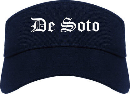 De Soto Kansas KS Old English Mens Visor Cap Hat Navy Blue