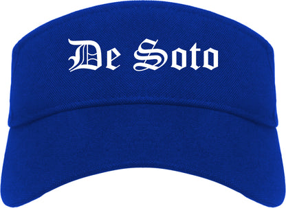 De Soto Kansas KS Old English Mens Visor Cap Hat Royal Blue