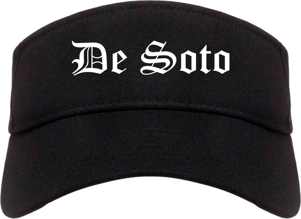 De Soto Missouri MO Old English Mens Visor Cap Hat Black