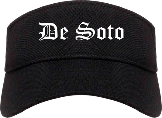 De Soto Missouri MO Old English Mens Visor Cap Hat Black