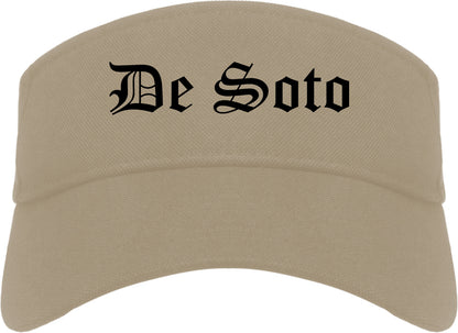 De Soto Missouri MO Old English Mens Visor Cap Hat Khaki