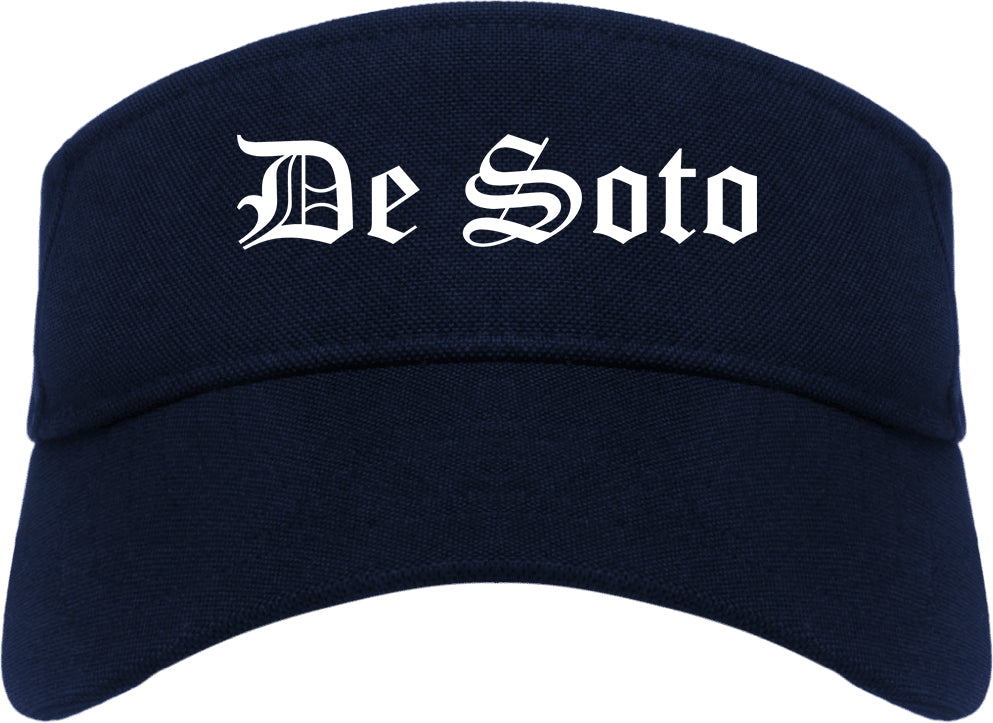 De Soto Missouri MO Old English Mens Visor Cap Hat Navy Blue