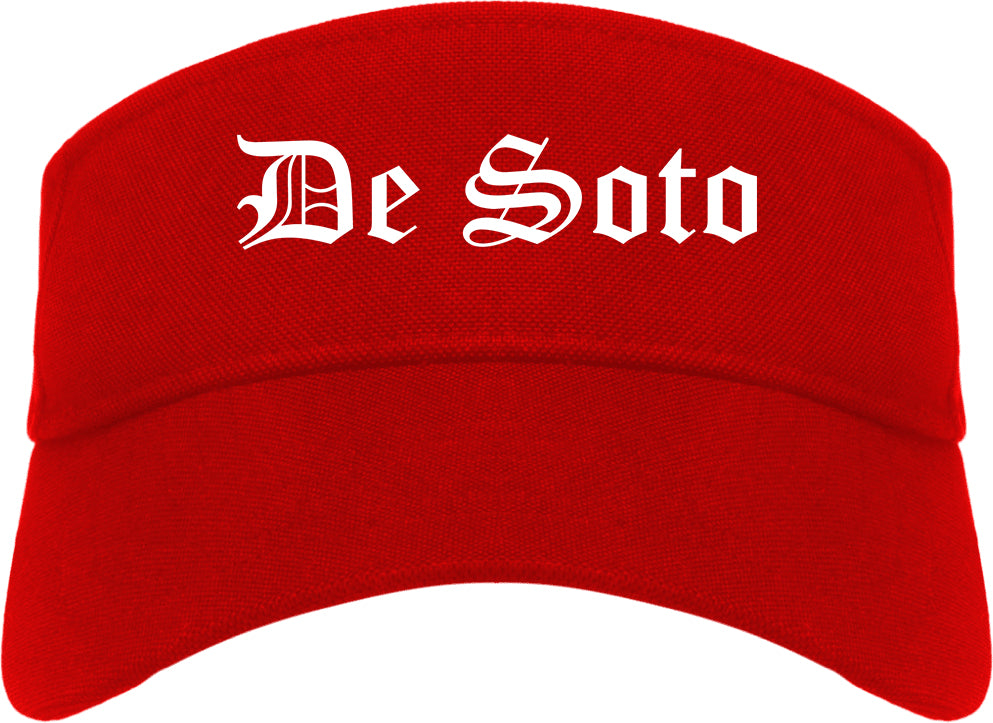 De Soto Missouri MO Old English Mens Visor Cap Hat Red