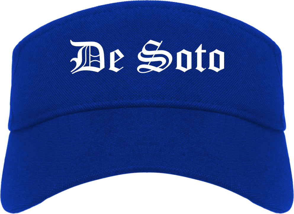 De Soto Missouri MO Old English Mens Visor Cap Hat Royal Blue