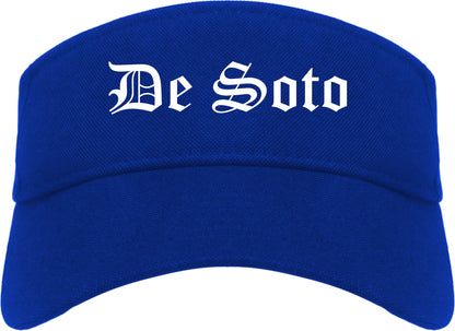 De Soto Missouri MO Old English Mens Visor Cap Hat Royal Blue