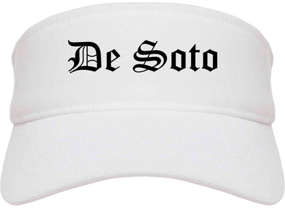 De Soto Missouri MO Old English Mens Visor Cap Hat White